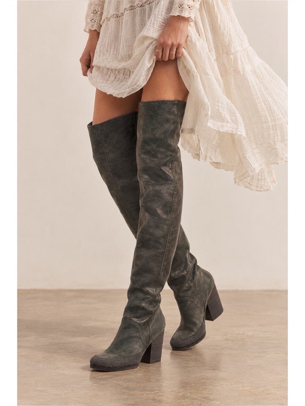 Free People Estate Thigh High Leather Boots